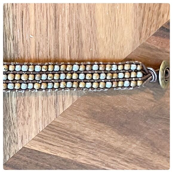 HANDMADE 3 Row Leather and Bead Cuff Bracelet - Picture 6 of 9